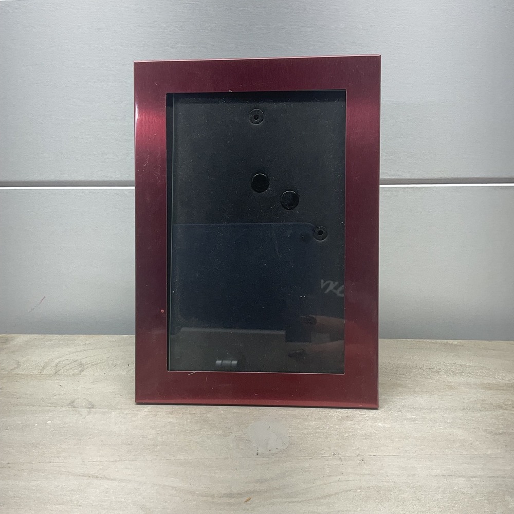 Burgundy Red Brushed Metal Picture Frame 5x7 Tabletop Wall Mount Modern Decor